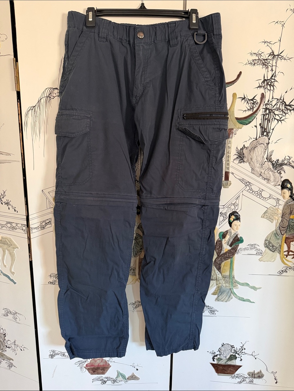 Men's Navy zip off Cargo Pants with Multiple Utility Pockets